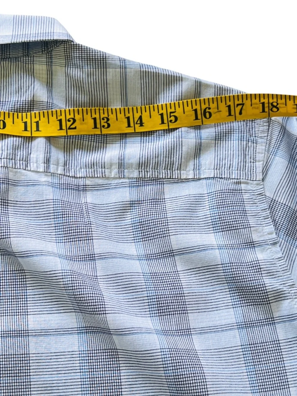 Banana Republic Shirt Size Med Short Sleeve Button Up Blue & White Plaid Retro